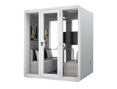 Homelements 4 Persons 2.1x1.6x2.3m White & Black Metal Plate Model Mobile Soundproof Room Home Live Broadcast Room Singing Cabin Recording Studio Indoor Telephone Booth Piano Sleeping Soundproof Silent Cabin